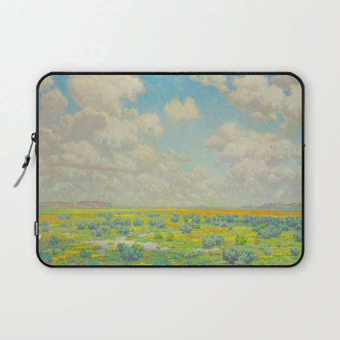 Granville Redmond Spring Antelope Valley Beautiful Landscape Painting Blue Sky Green Flower Filled F Laptop Sleeve Gallery Image 1