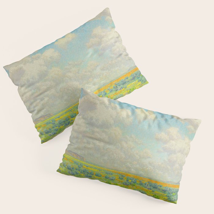 Granville Redmond Spring Antelope Valley Beautiful Landscape Painting Blue Sky Green Flower Filled F Pillow Sham Gallery Image 3
