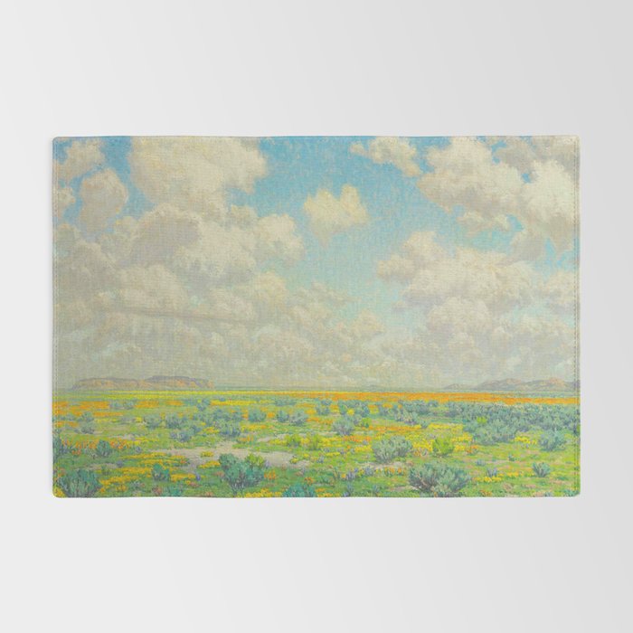 Granville Redmond Spring Antelope Valley Beautiful Landscape Painting Blue Sky Green Flower Filled F Rug Gallery Image 2
