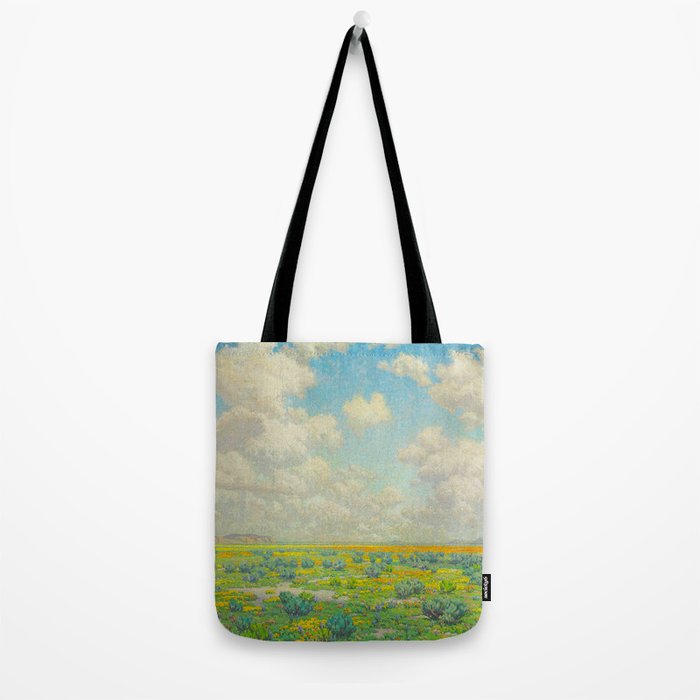Granville Redmond Spring Antelope Valley Beautiful Landscape Painting Blue Sky Green Flower Filled F Tote Bag Gallery Image 2