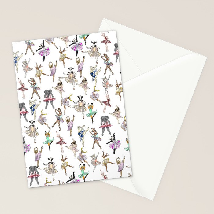 Animal Square Dance Hipster Ballerinas Stationery Card Gallery Image 2
