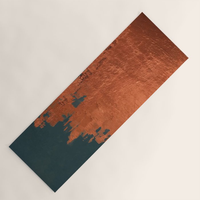 Aesthetic Grunge Copper and Teal Green Rust Yoga Mat Gallery Image 1