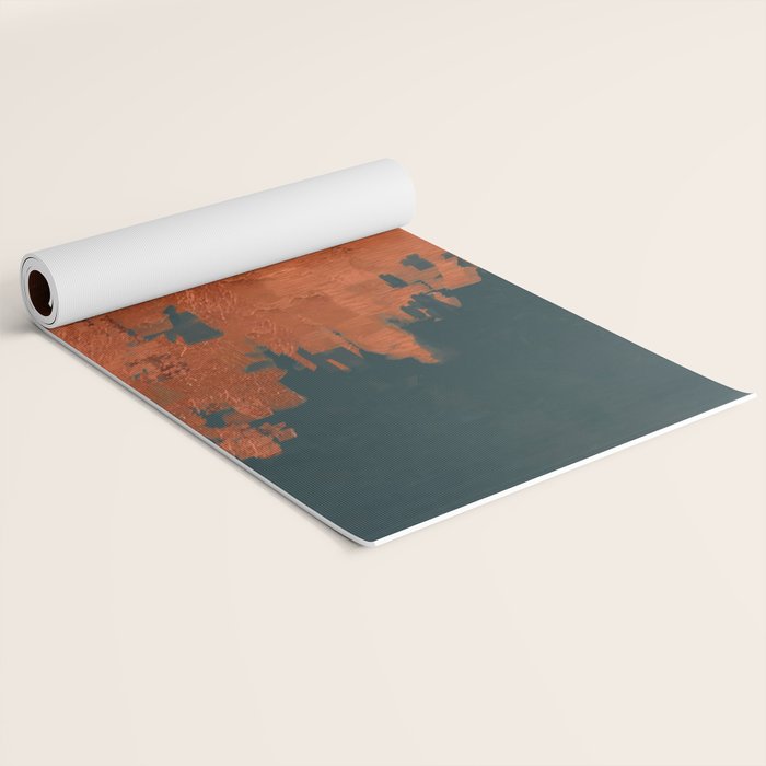 Aesthetic Grunge Copper and Teal Green Rust Yoga Mat Gallery Image 2