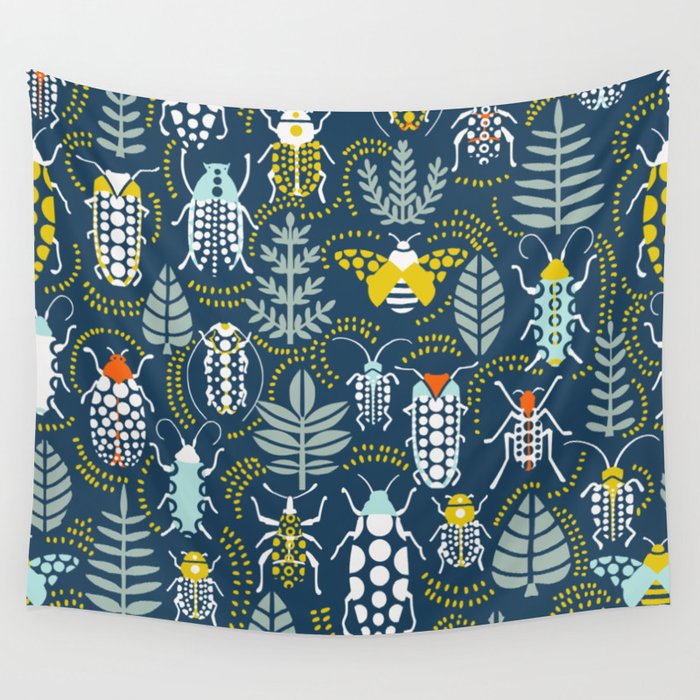 Beetle collection in dark Wall Tapestry Gallery Image 1