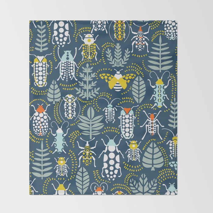Beetle collection in dark Throw Blanket Gallery Image 2