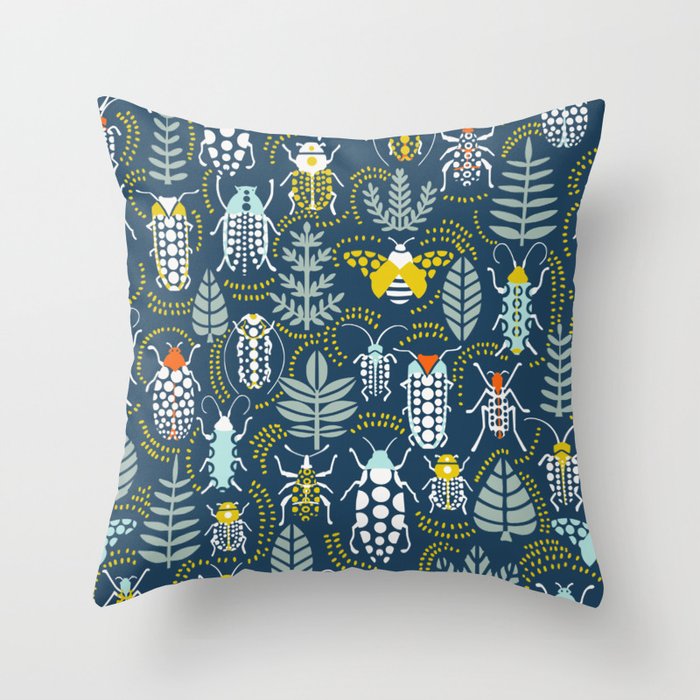 Beetle collection in dark Throw Pillow Gallery Image 6
