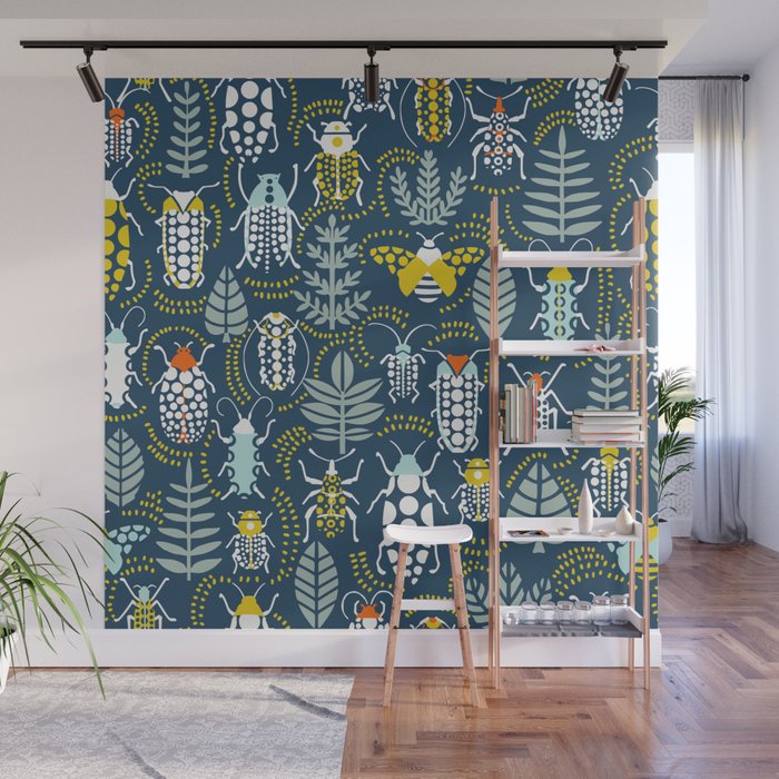 Beetle collection in dark Wall Mural Gallery Image 1