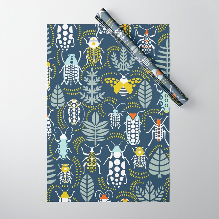 Beetle collection in dark Wrapping Paper Gallery Image 1