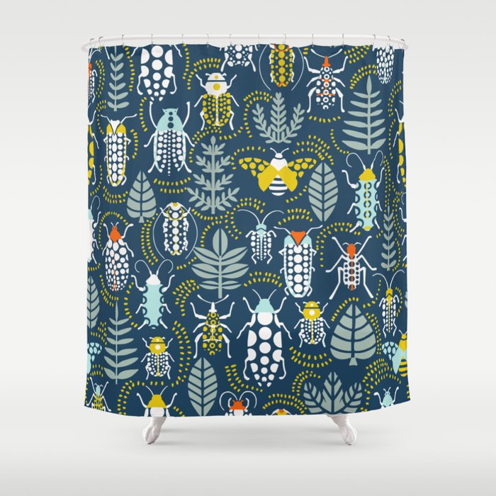 Beetle collection in dark Shower Curtain Gallery Image 1