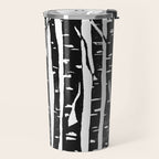Woodcut Birches Black Travel Mug Gallery Image 2