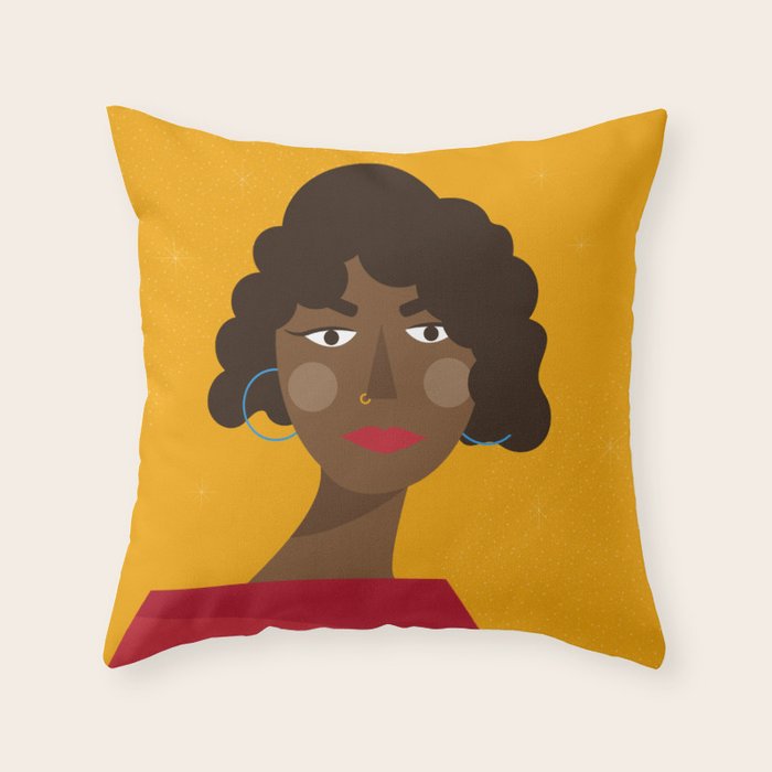 Girl with red dress Throw Pillow Gallery Image 6