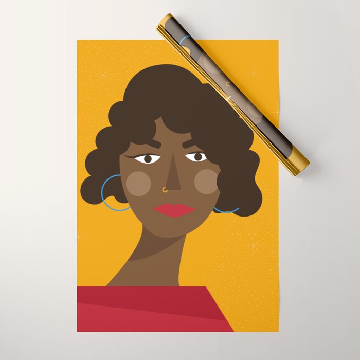 Girl with red dress Wrapping Paper Gallery Image 1