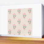 Vintage Pink Rose Bouquets with Ribbon Bows on Cream Wall Mural Gallery Image 2