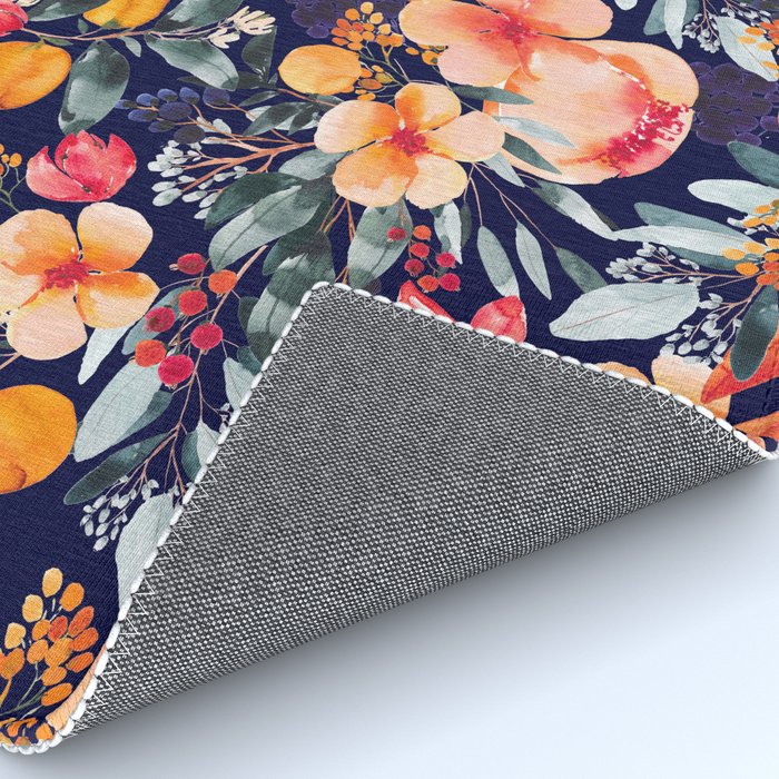 Navy Floral Rug Gallery Image 4