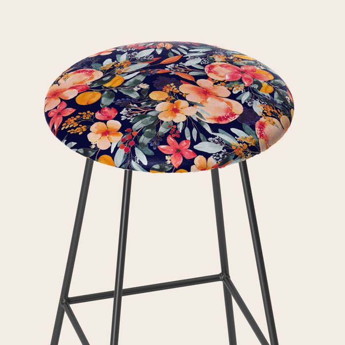 Navy Floral Stool Gallery Image 2
