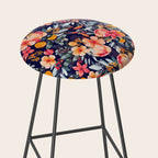Navy Floral Stool Gallery Image 2