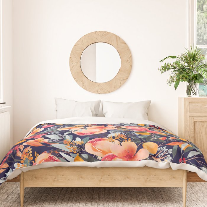 Navy Floral Duvet Cover Gallery Image 3