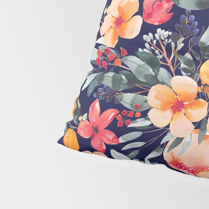Navy Floral Pillow Sham Gallery Image 4