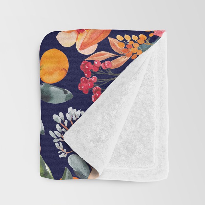 Navy Floral Throw Blanket Gallery Image 3