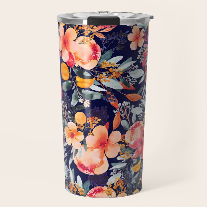 Navy Floral Travel Mug Gallery Image 1