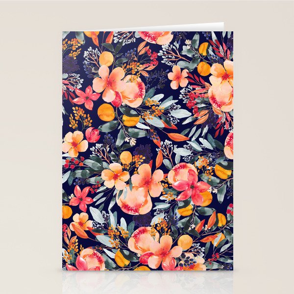 Navy Floral Stationery Card Gallery Image 2