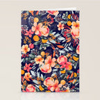Navy Floral Stationery Card Gallery Image 2