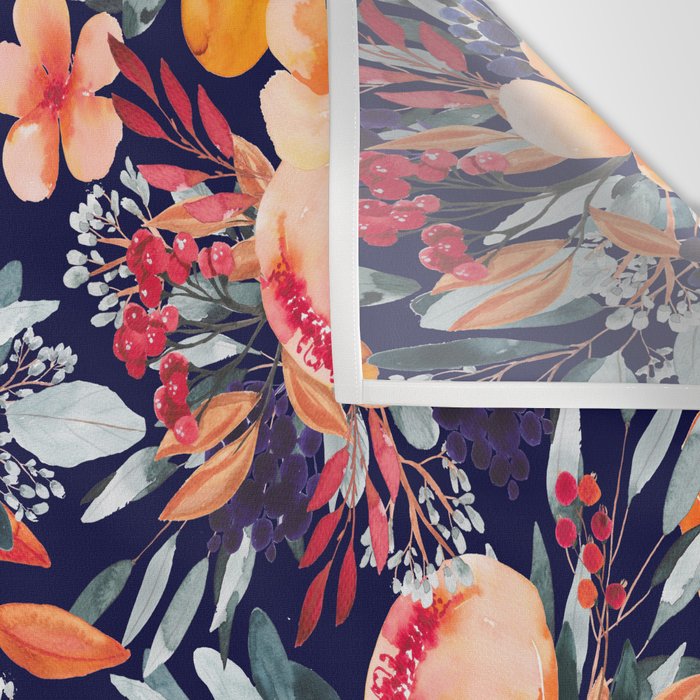 Navy Floral Wall Tapestry Gallery Image 3