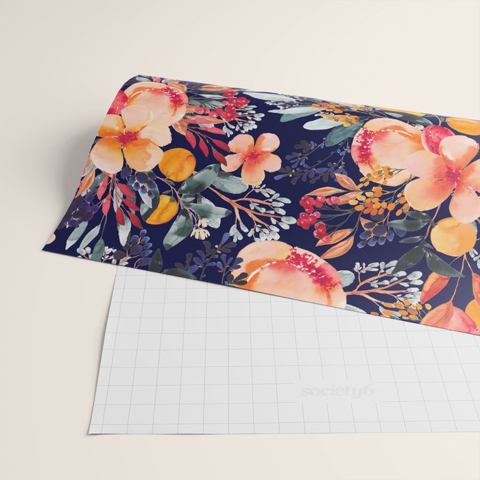 Navy Floral Wrapping Paper Gallery Image 2