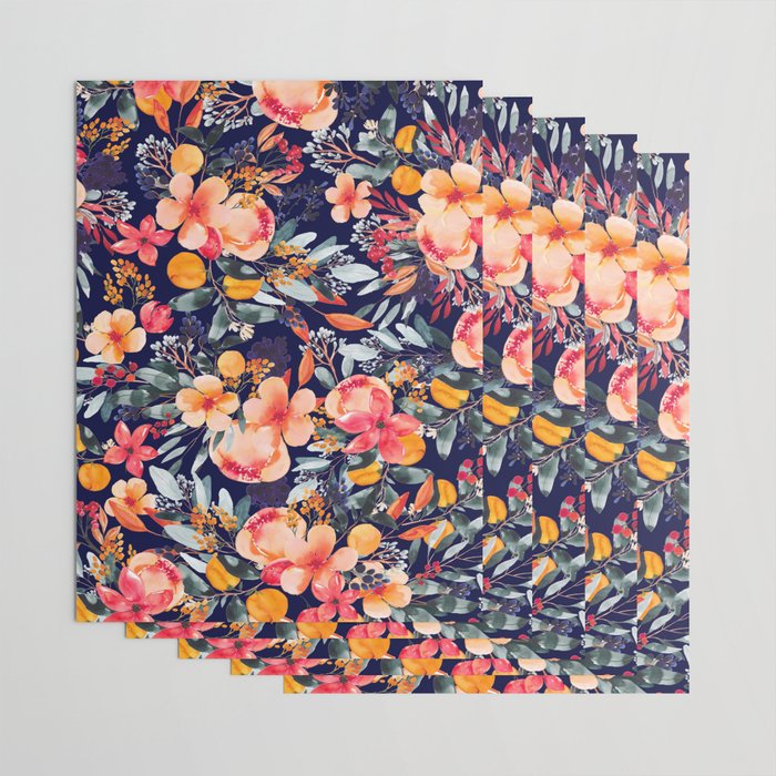 Navy Floral Wrapping Paper Gallery Image 3