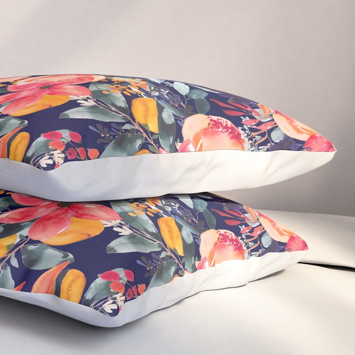 Navy Floral Pillow Sham Gallery Image 3
