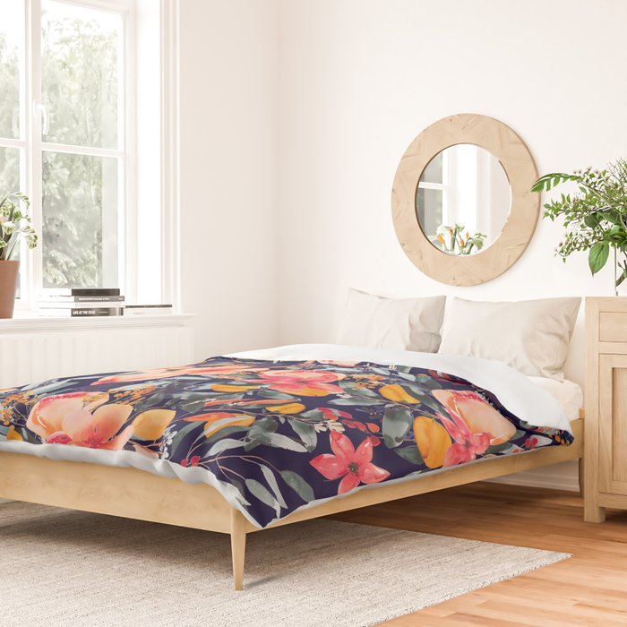 Navy Floral Duvet Cover Gallery Image 2