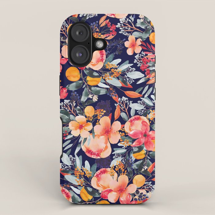 Navy Floral iPhone Case Gallery Image 1