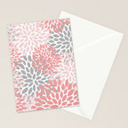 Modern, Flowers Print, Coral, Pink and Gray Stationery Card Gallery Image 2