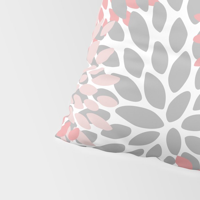 Modern, Flowers Print, Coral, Pink and Gray Pillow Sham Gallery Image 4