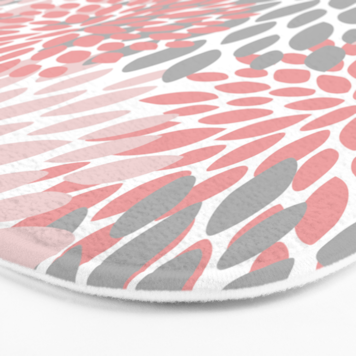 Modern, Flowers Print, Coral, Pink and Gray Bath Mat Gallery Image 3