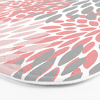 Modern, Flowers Print, Coral, Pink and Gray Bath Mat Gallery Image 3