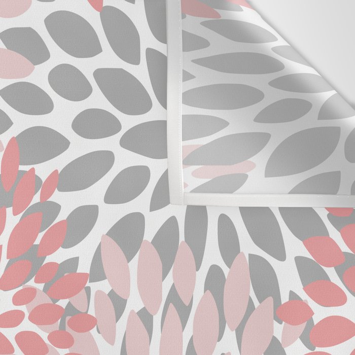 Modern, Flowers Print, Coral, Pink and Gray Wall Tapestry Gallery Image 3