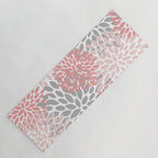 Modern, Flowers Print, Coral, Pink and Gray Yoga Mat Gallery Image 1