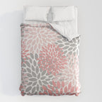 Modern, Flowers Print, Coral, Pink and Gray Comforter Gallery Image 6
