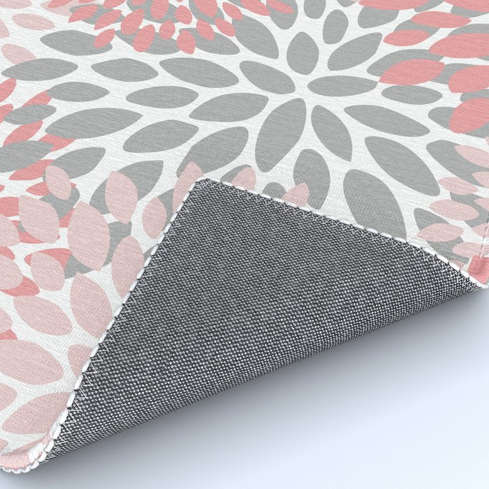 Modern, Flowers Print, Coral, Pink and Gray Rug Gallery Image 4