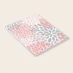 Modern, Flowers Print, Coral, Pink and Gray Notebook Gallery Image 3