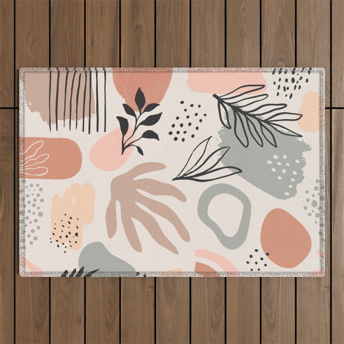Abstract organic nature shape art pattern Outdoor Rug Gallery Image 1