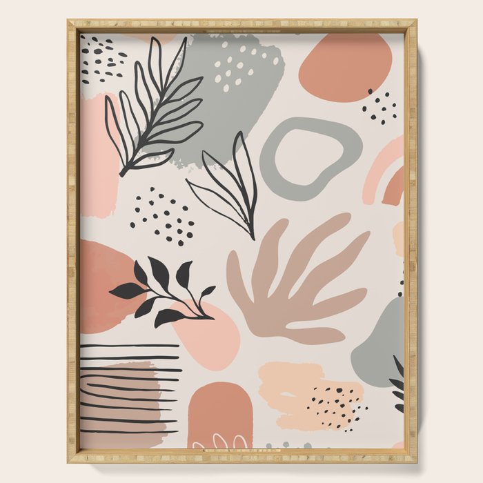 Abstract organic nature shape art pattern Serving Tray Gallery Image 1