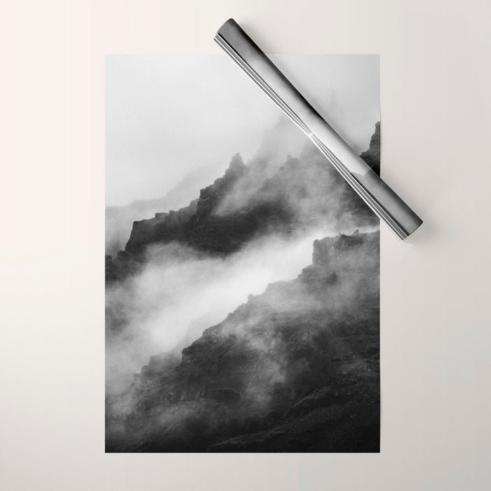 Foggy Mountains Black and White Wrapping Paper Gallery Image 1
