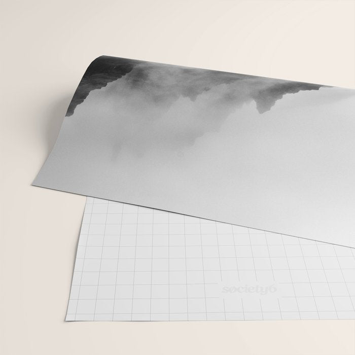 Foggy Mountains Black and White Wrapping Paper Gallery Image 2
