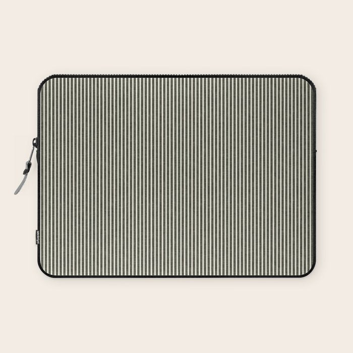 linen textured stripes - olive green Laptop Sleeve Gallery Image 1