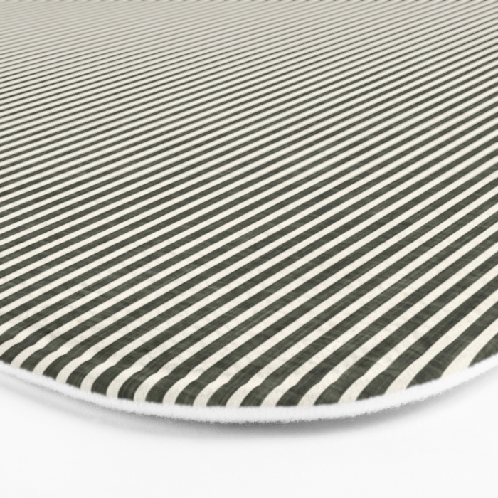 linen textured stripes - olive green Bath Mat Gallery Image 3
