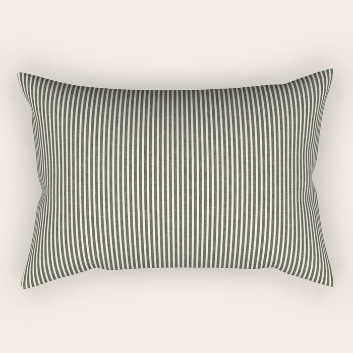 linen textured stripes - olive green Rectangular Pillow Gallery Image 2