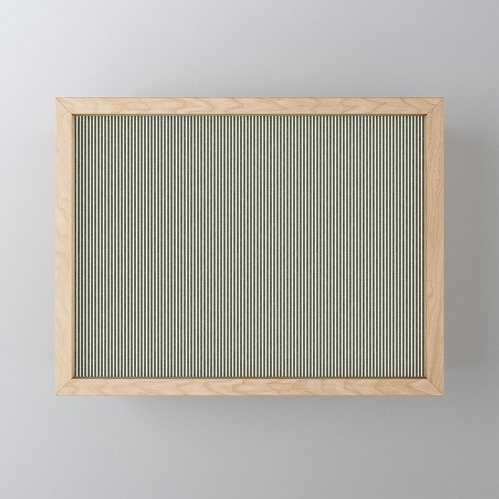 linen textured stripes - olive green Mini Art Print Gallery Image 1
