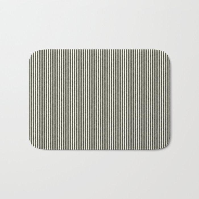 linen textured stripes - olive green Bath Mat Gallery Image 1